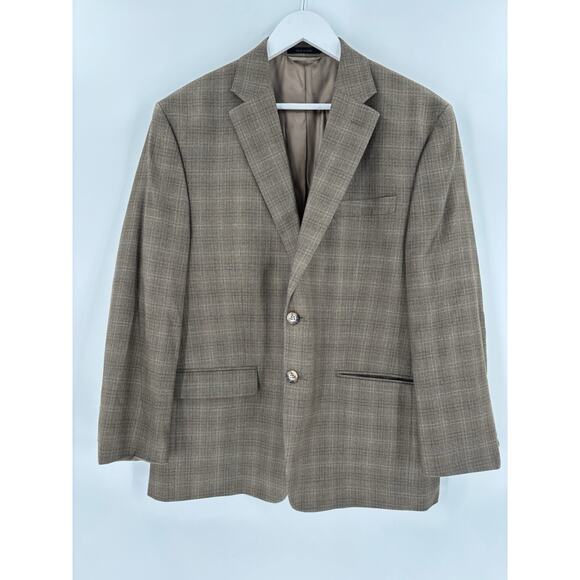 Lauren Ralph Lauren Other - Ralph Lauren Suit Jacket Mens 42S Brown Plaid Silk Wool Single Breasted Tweed